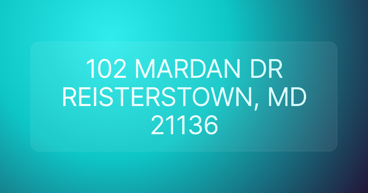 102 MARDAN DR REISTERSTOWN, MD 21136
