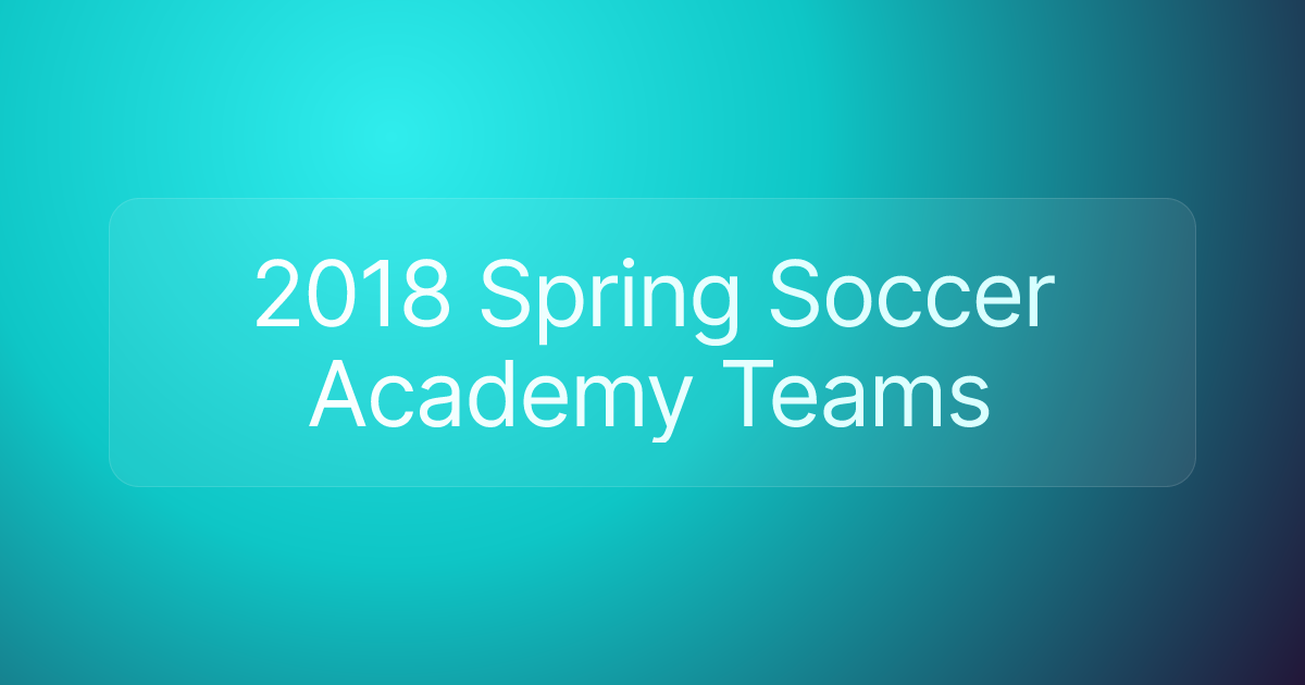 2018 Spring Soccer Academy Teams