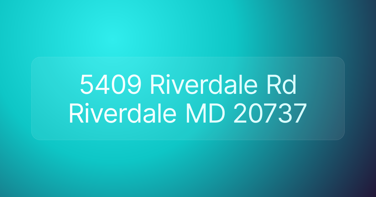 5409 Riverdale Rd Riverdale MD 20737