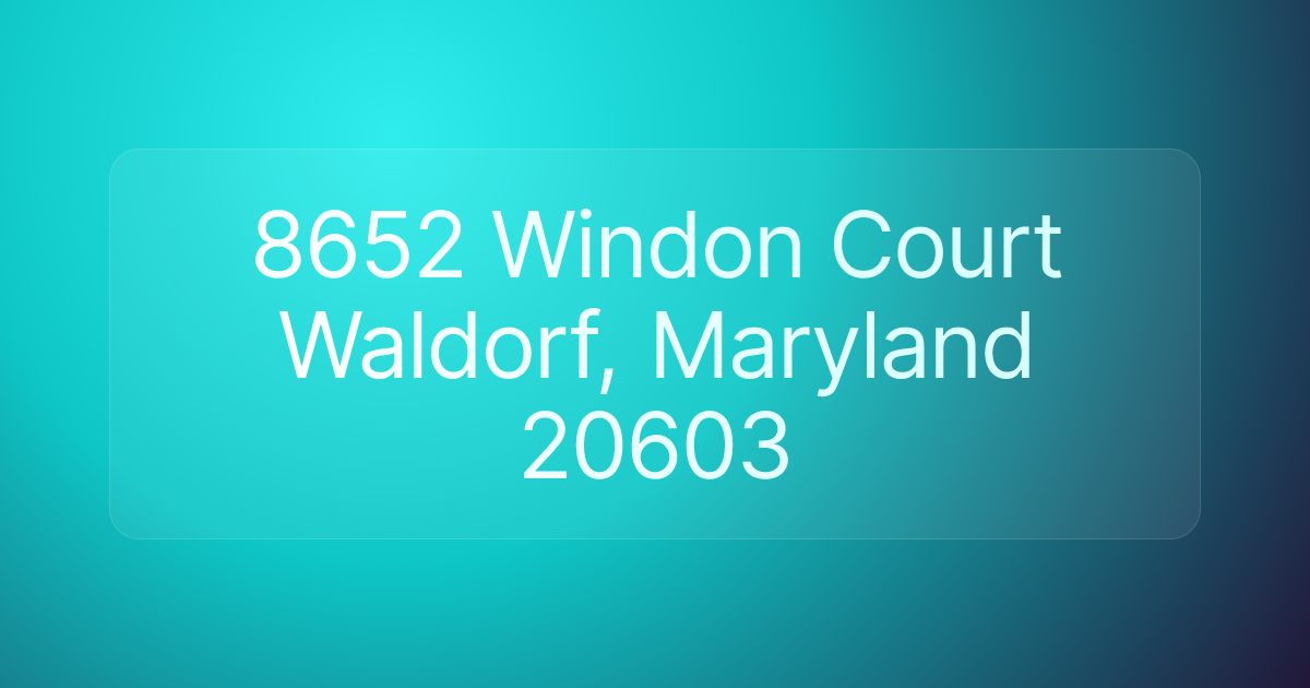 8652 Windon Court Waldorf, Maryland 20603