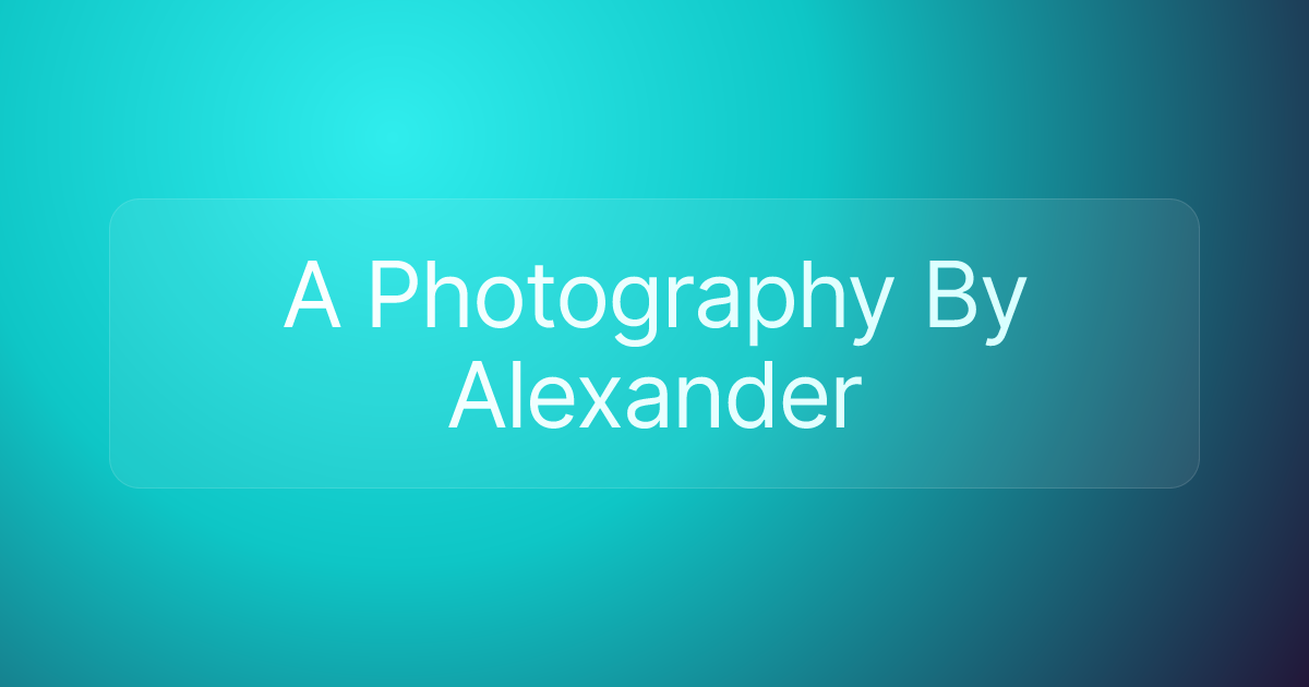 A Photography By Alexander