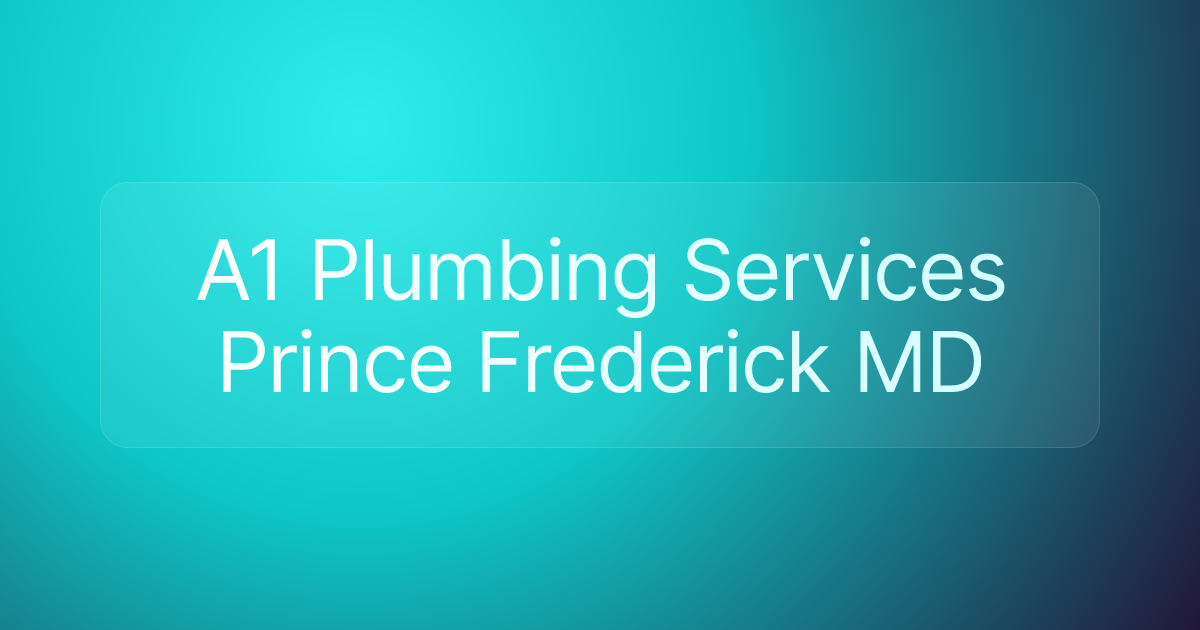 A1 Plumbing Services Prince Frederick MD