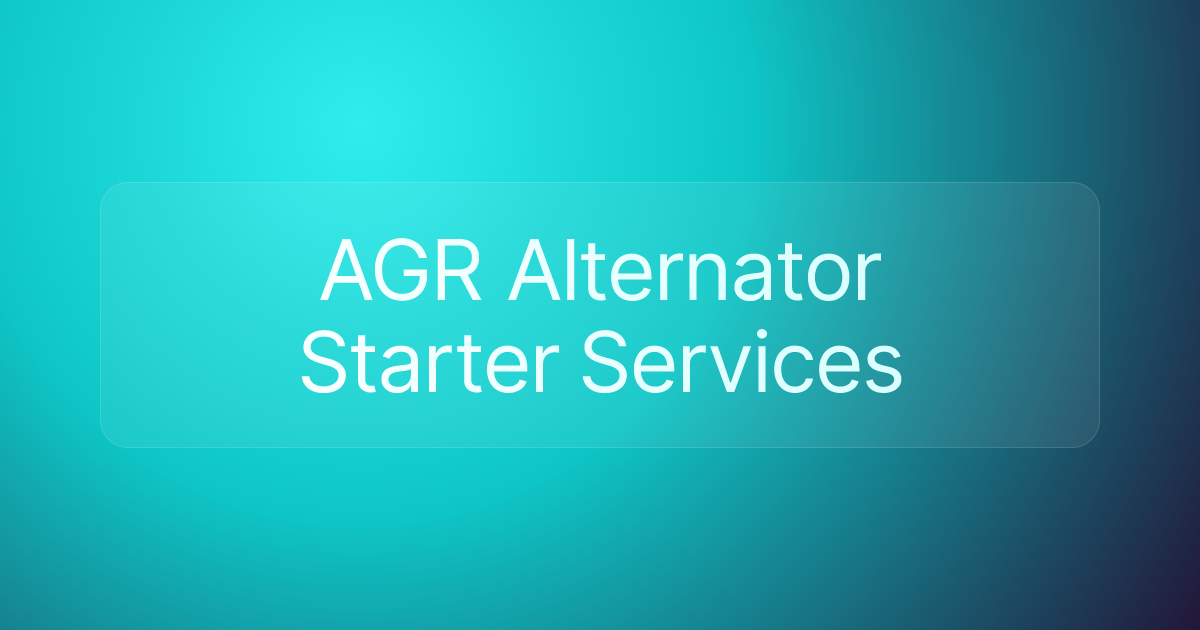 AGR Alternator Starter Services