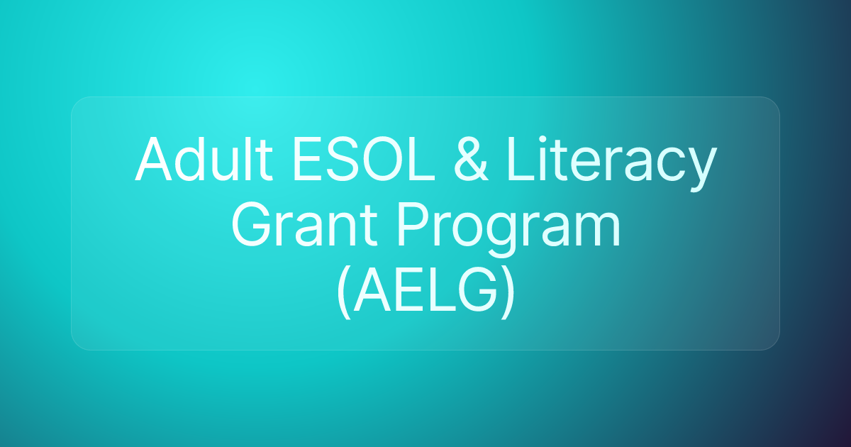 Adult ESOL & Literacy Grant Program (AELG)