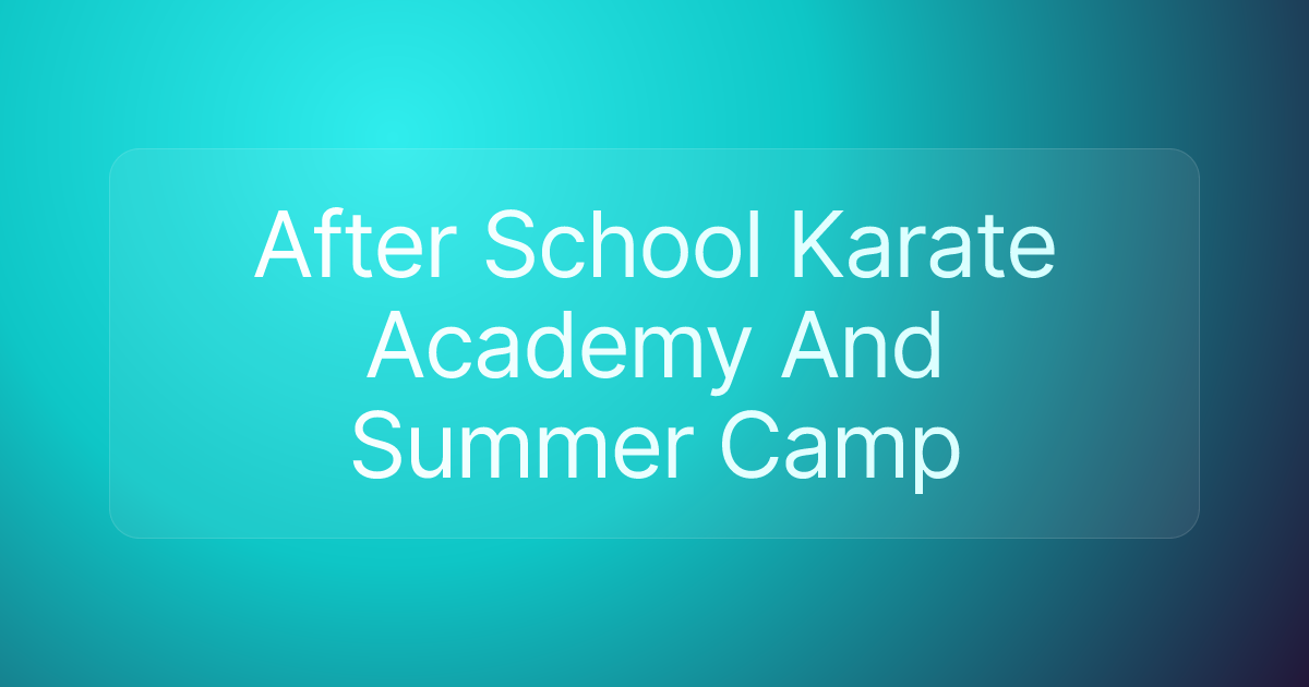 After School Karate Academy And Summer Camp