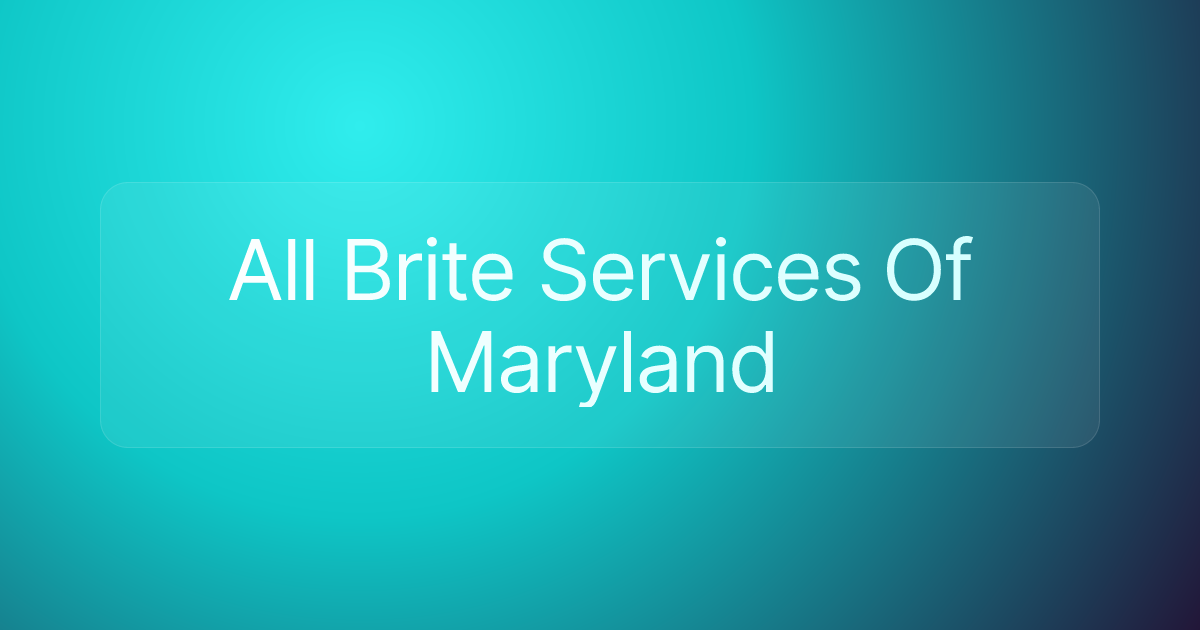 All Brite Services Of Maryland