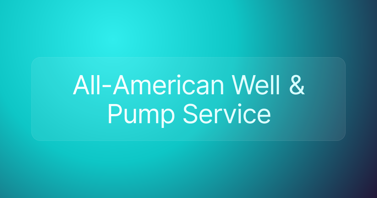 All-American Well & Pump Service