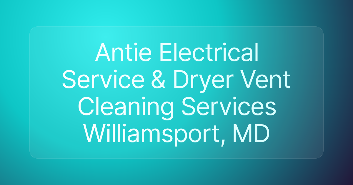 Antie Electrical Service & Dryer Vent Cleaning Services Williamsport, MD
