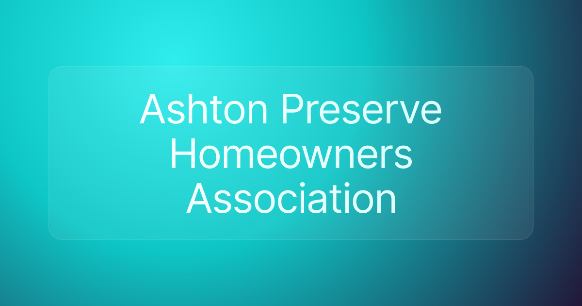 Ashton Preserve Homeowners Association