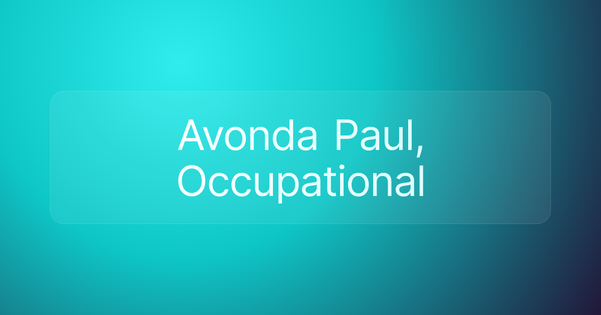 Avonda Paul, Occupational