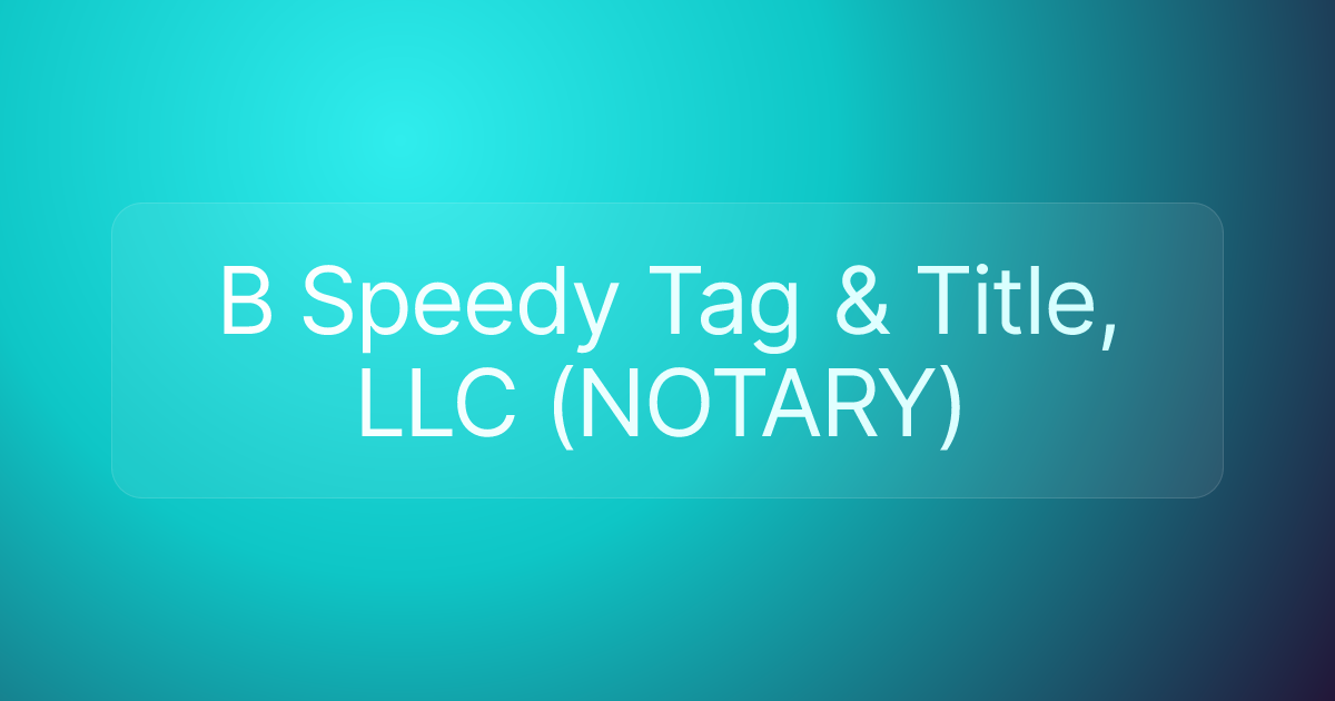 B Speedy Tag & Title, LLC (NOTARY)