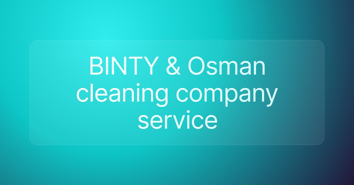 BINTY & Osman cleaning company service
