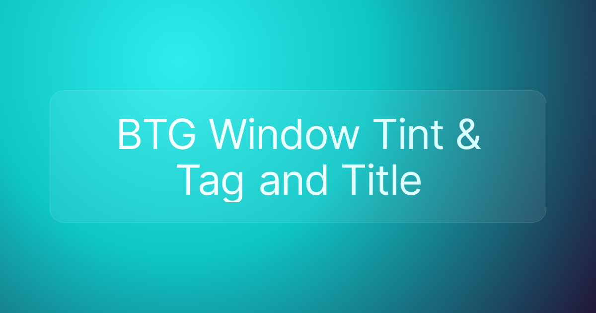 BTG Window Tint & Tag and Title
