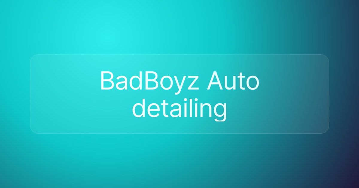 BadBoyz Auto detailing