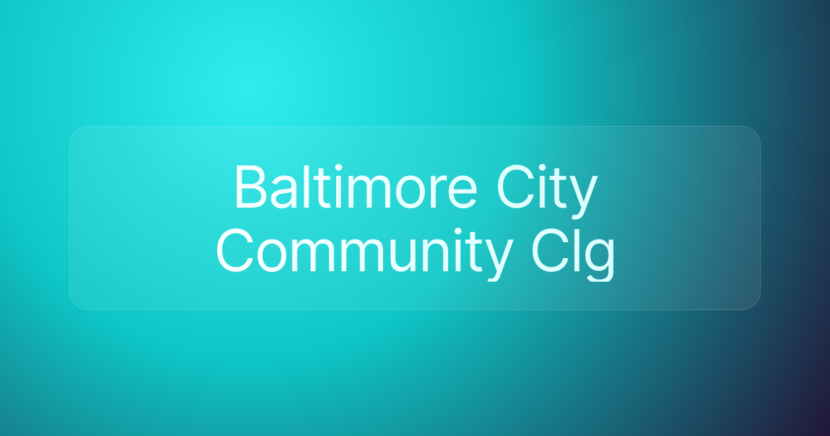 Baltimore City Community Clg