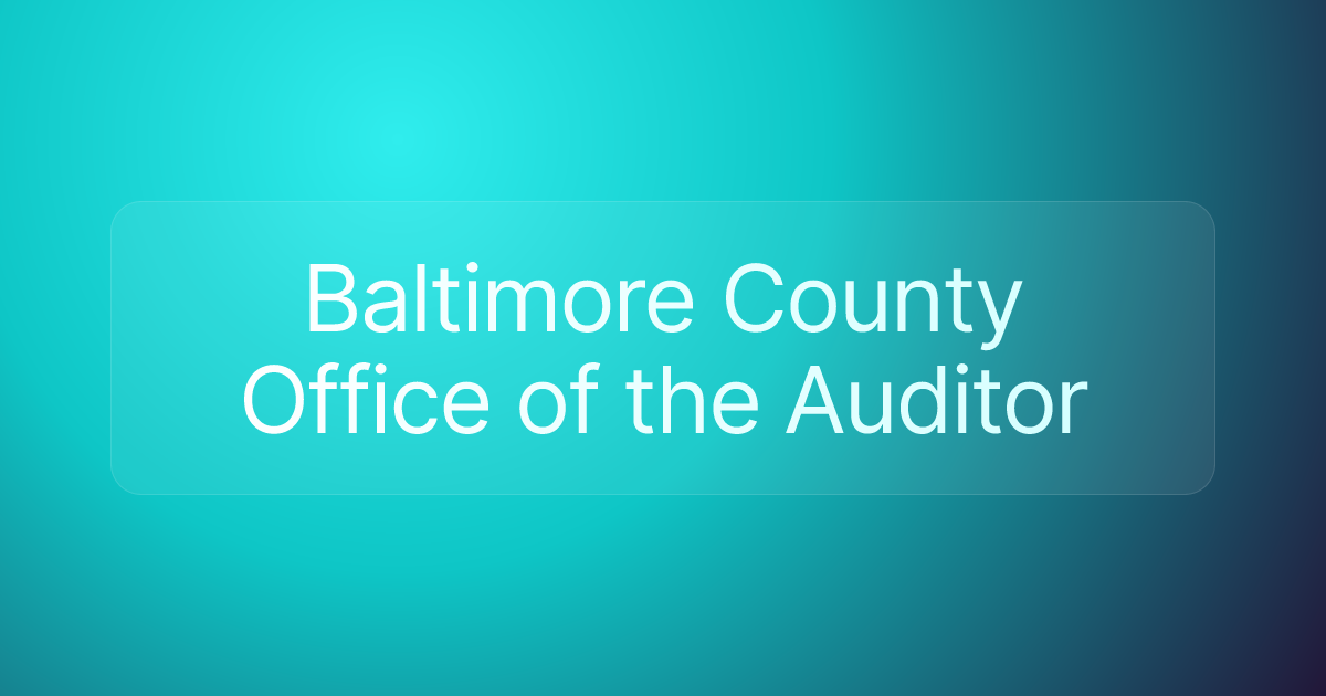 Baltimore County Office of the Auditor