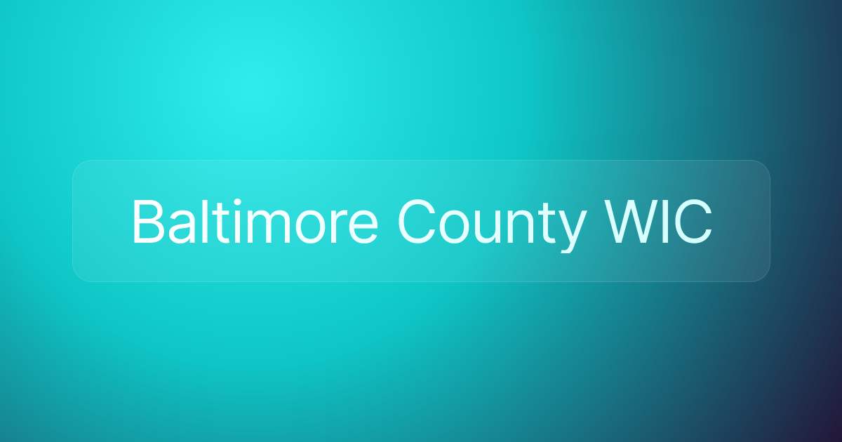 Baltimore County WIC