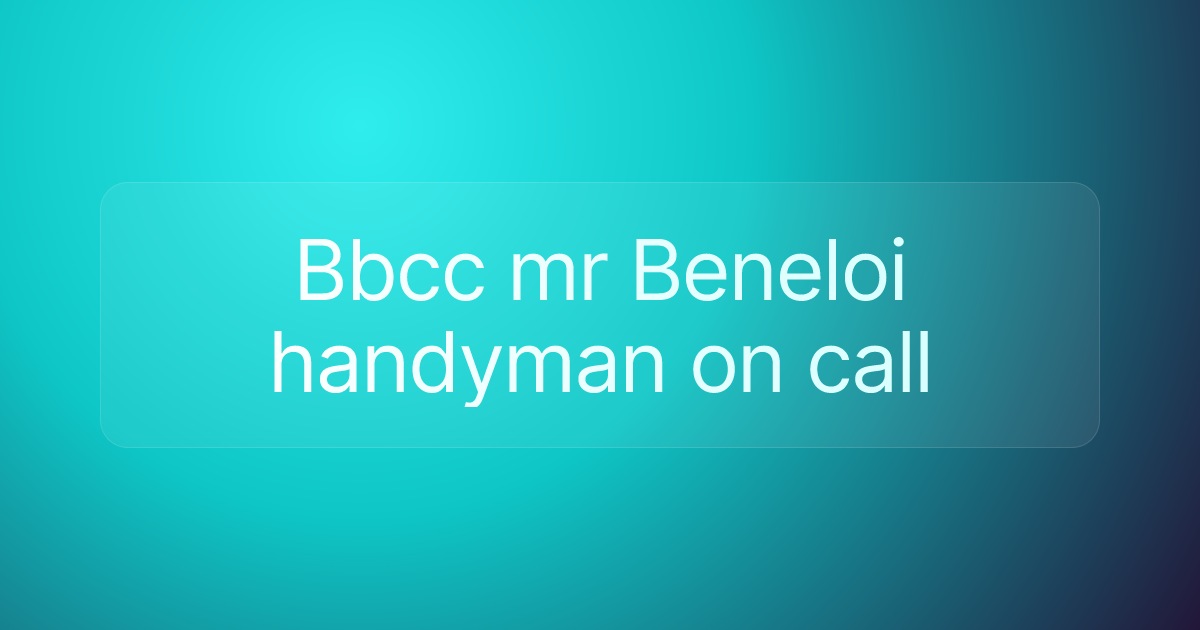 Bbcc mr Beneloi handyman on call