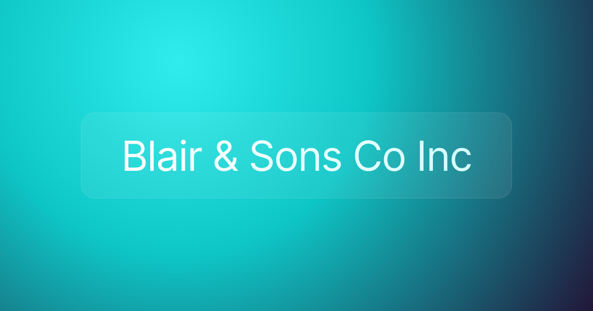 Blair & Sons Co Inc