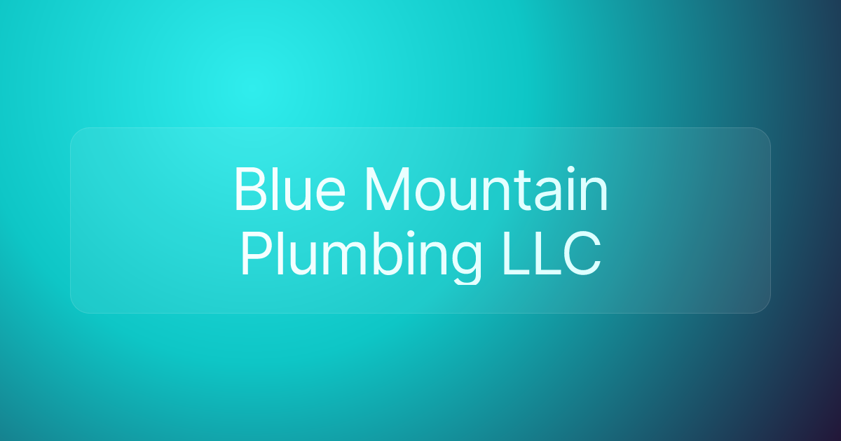 Blue Mountain Plumbing LLC