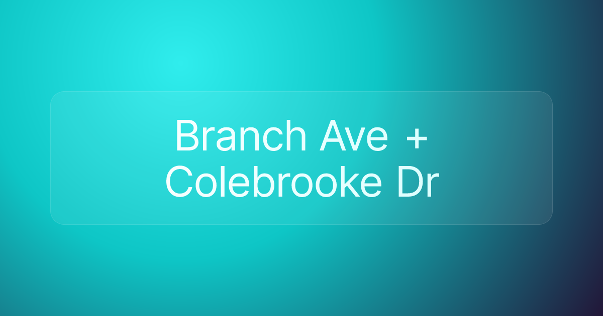 Branch Ave + Colebrooke Dr
