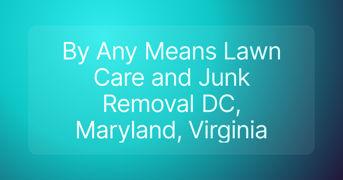 By Any Means Lawn Care and Junk Removal DC, Maryland, Virginia