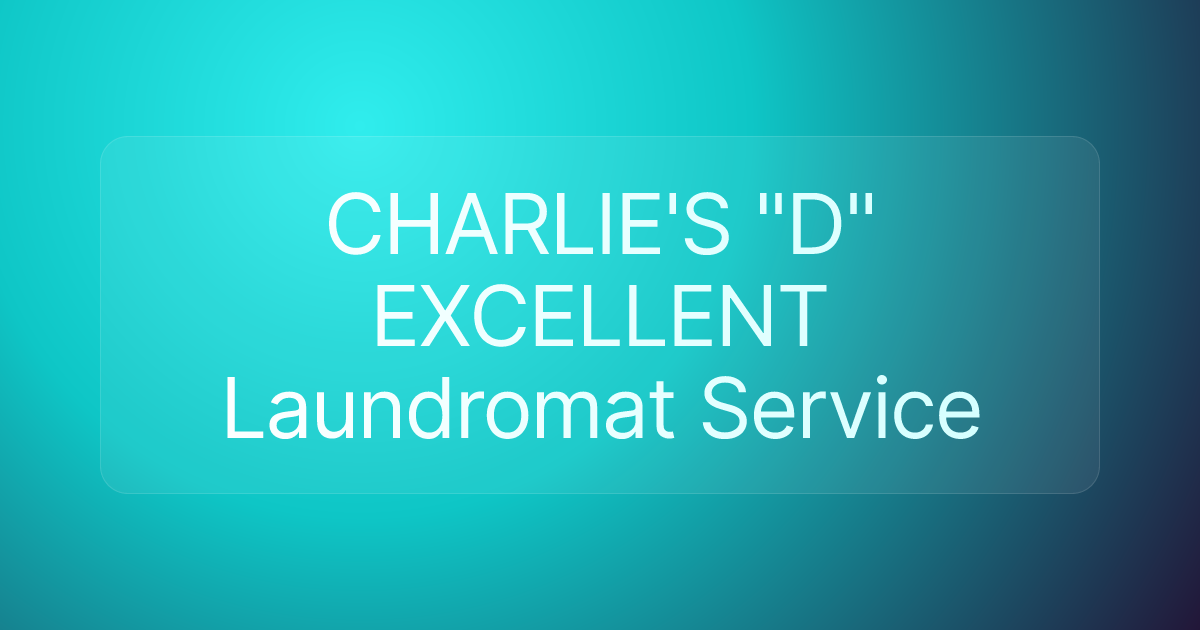 CHARLIE'S "D" EXCELLENT Laundromat Service