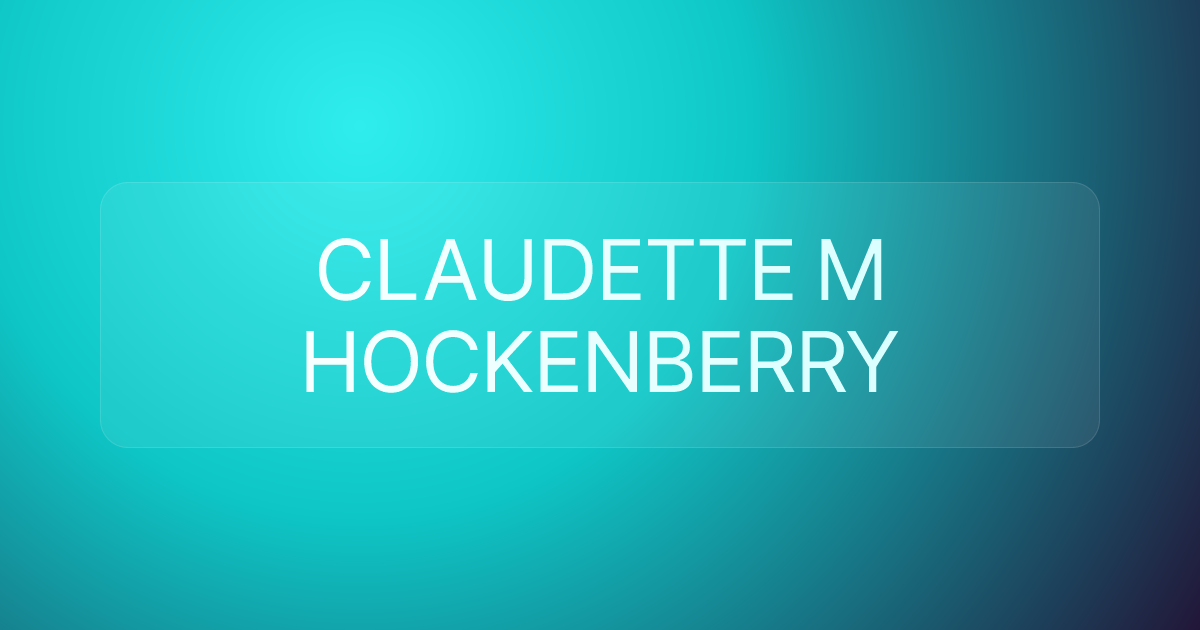 CLAUDETTE M HOCKENBERRY