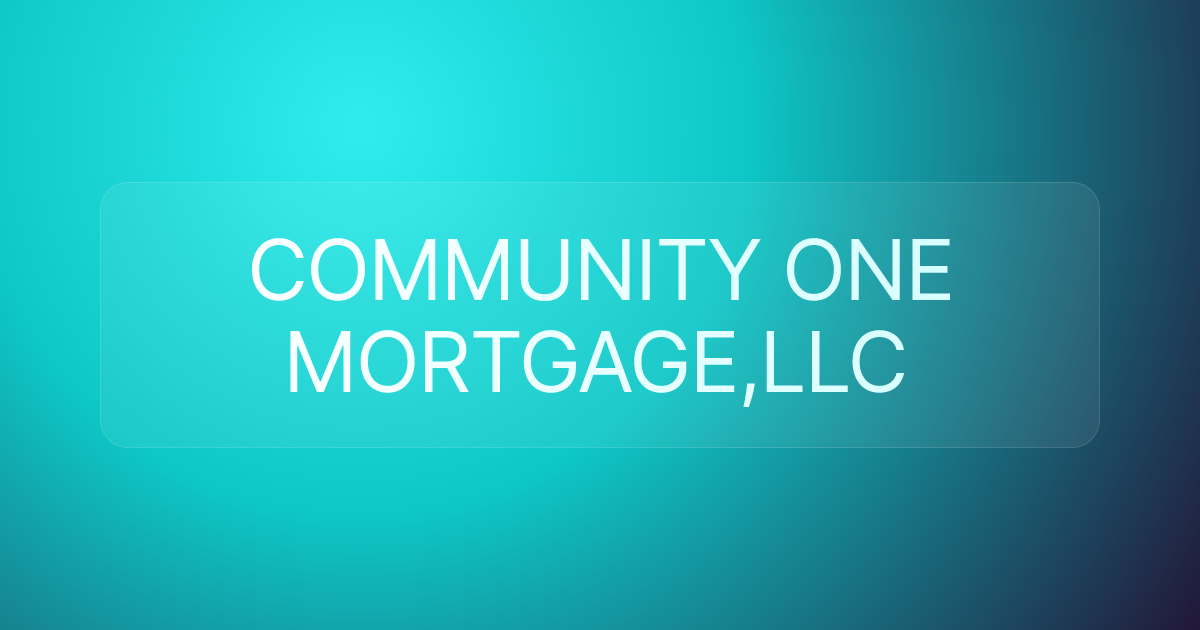 COMMUNITY ONE MORTGAGE,LLC
