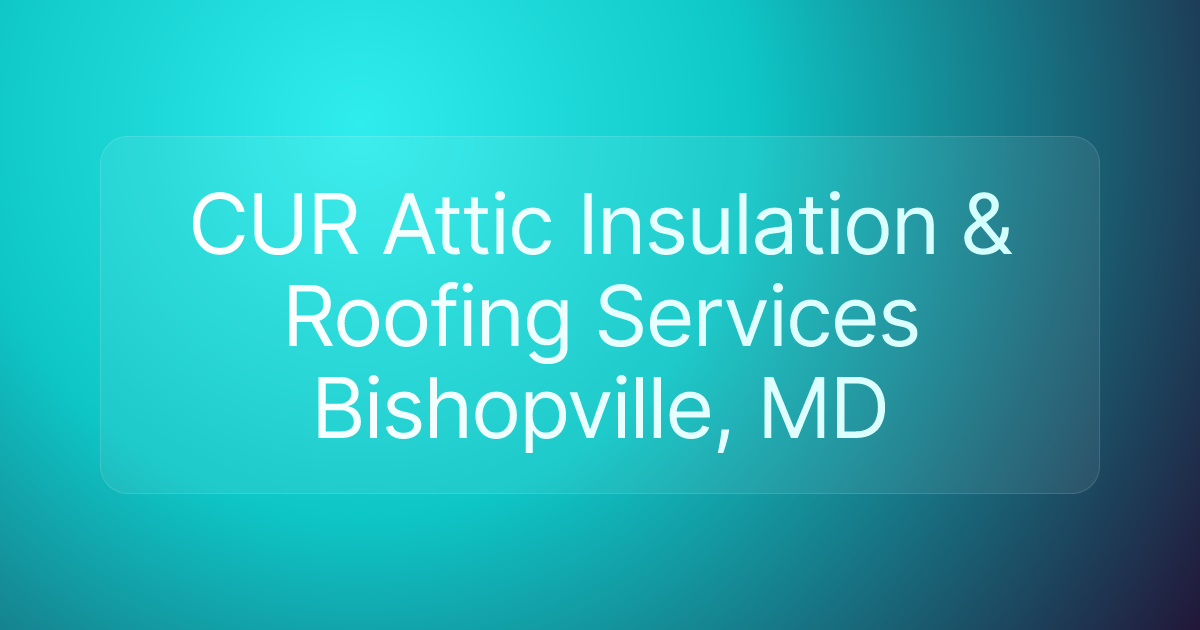 CUR Attic Insulation & Roofing Services Bishopville, MD
