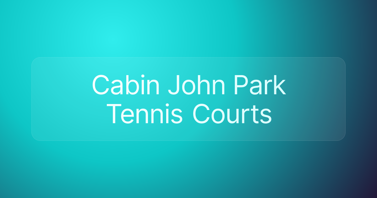 Cabin John Park Tennis Courts