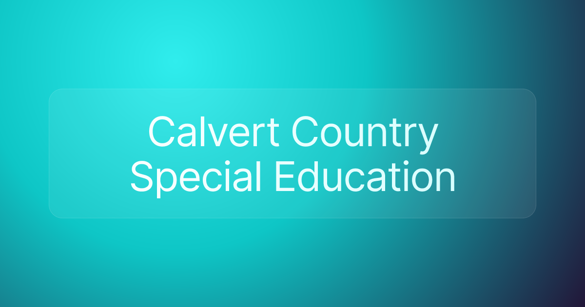 Calvert Country Special Education