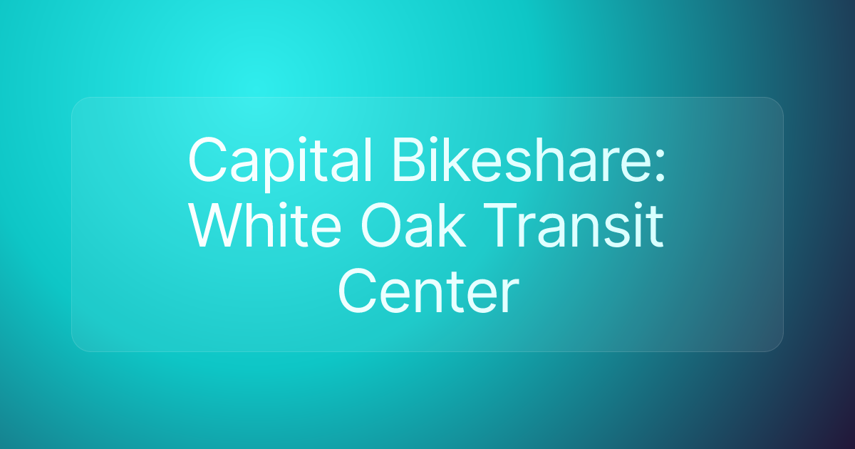 Capital Bikeshare: White Oak Transit Center