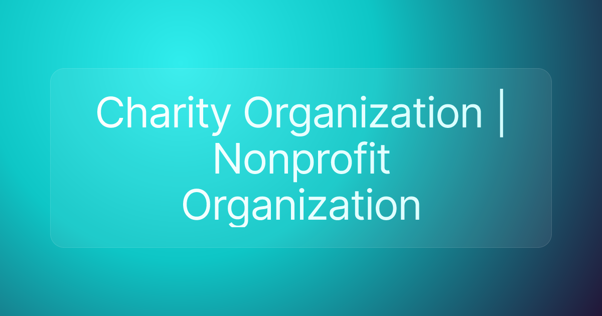 Charity Organization | Nonprofit Organization