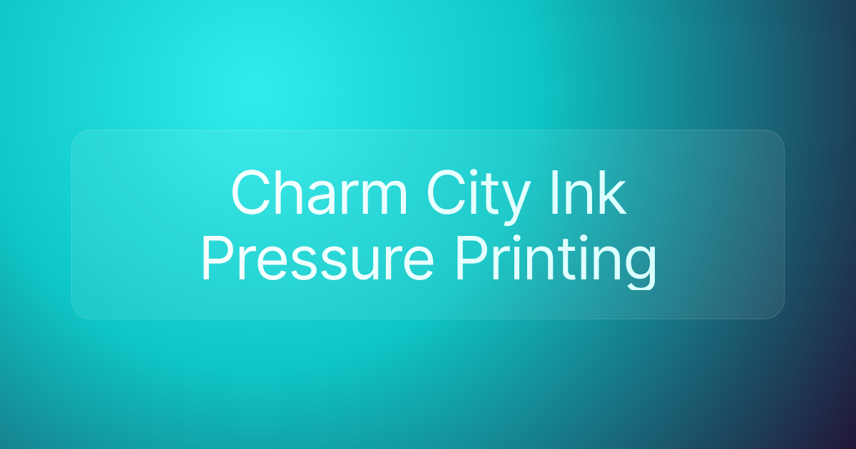 Charm City Ink Pressure Printing