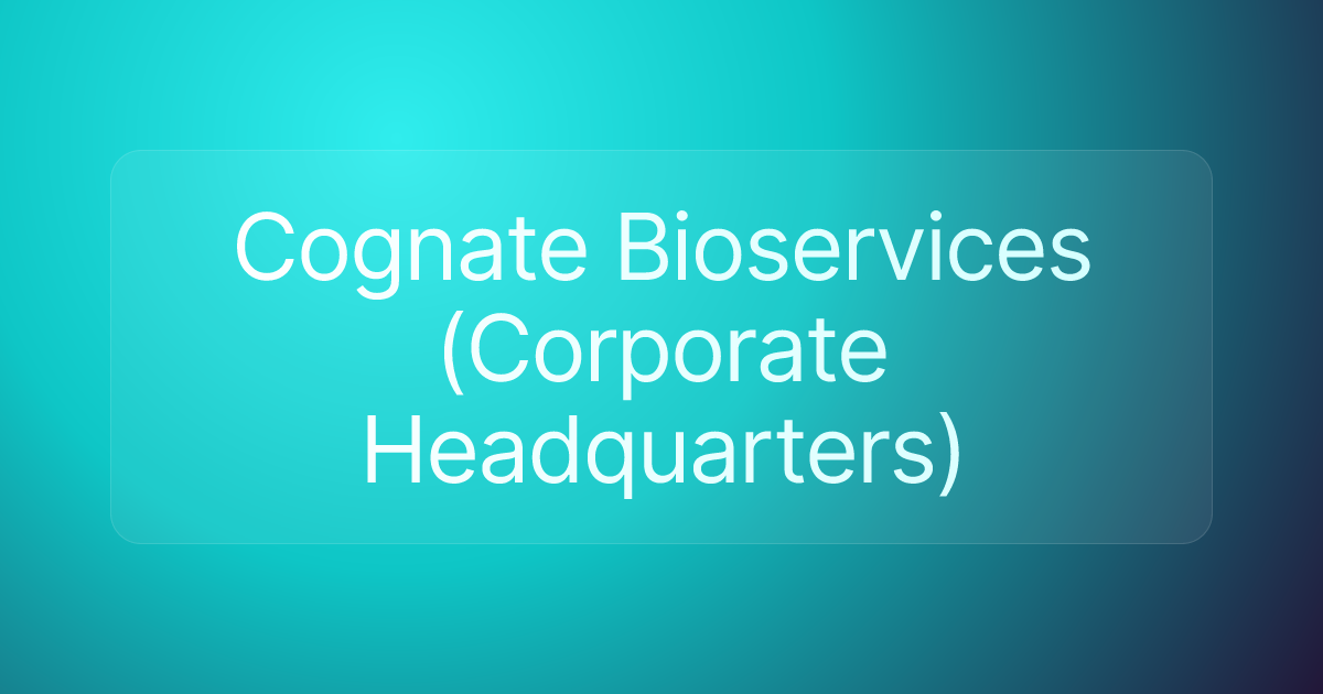 Cognate Bioservices (Corporate Headquarters)
