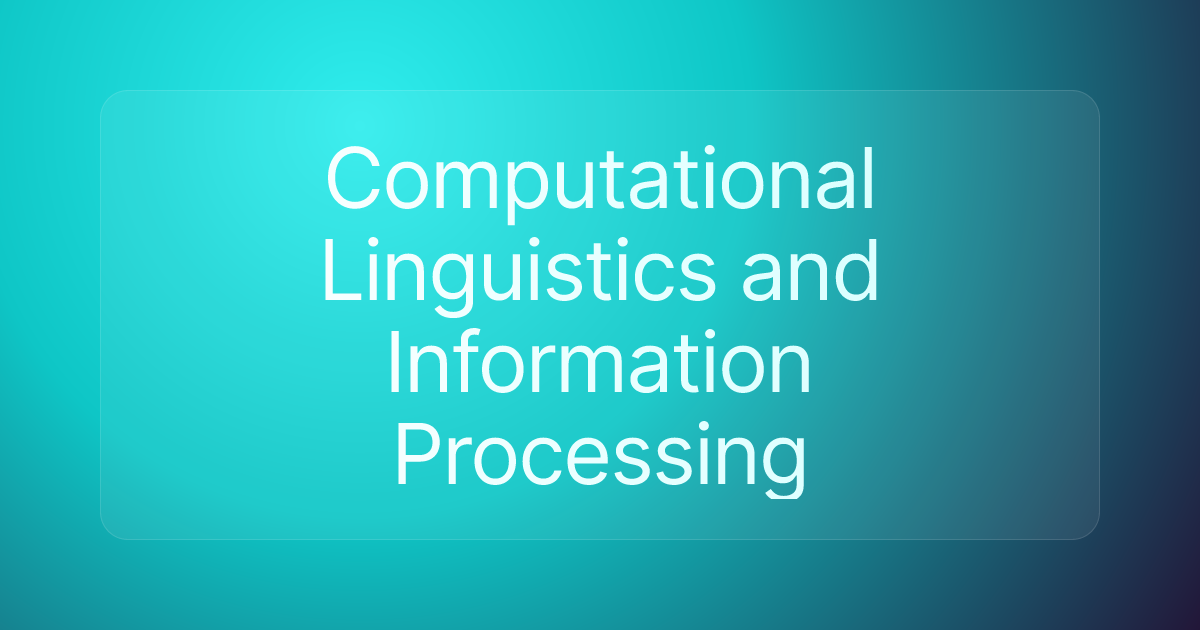 Computational Linguistics and Information Processing