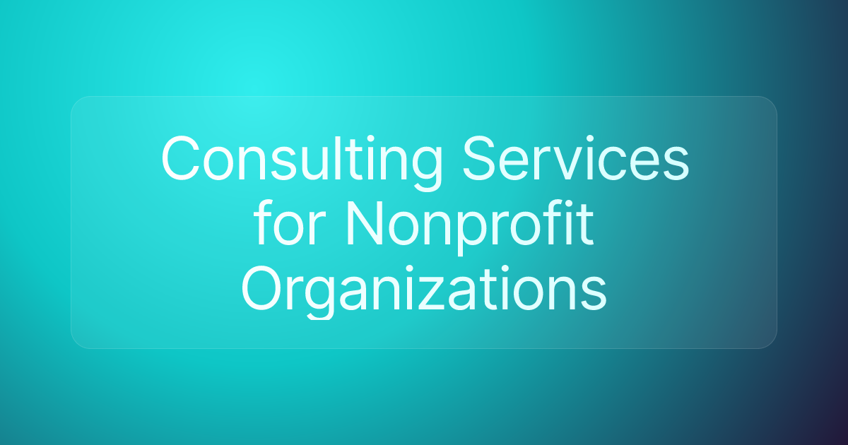 Consulting Services for Nonprofit Organizations