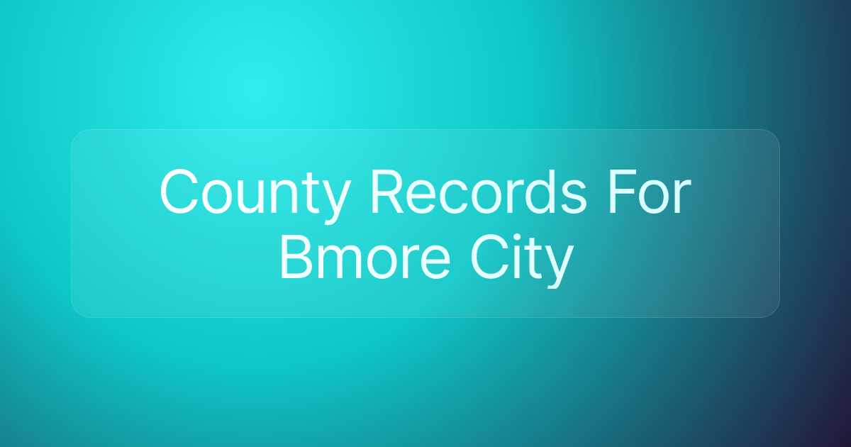 County Records For Bmore City