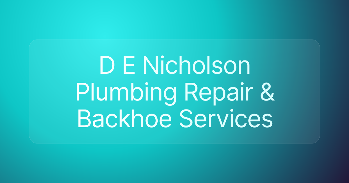 D E Nicholson Plumbing Repair & Backhoe Services