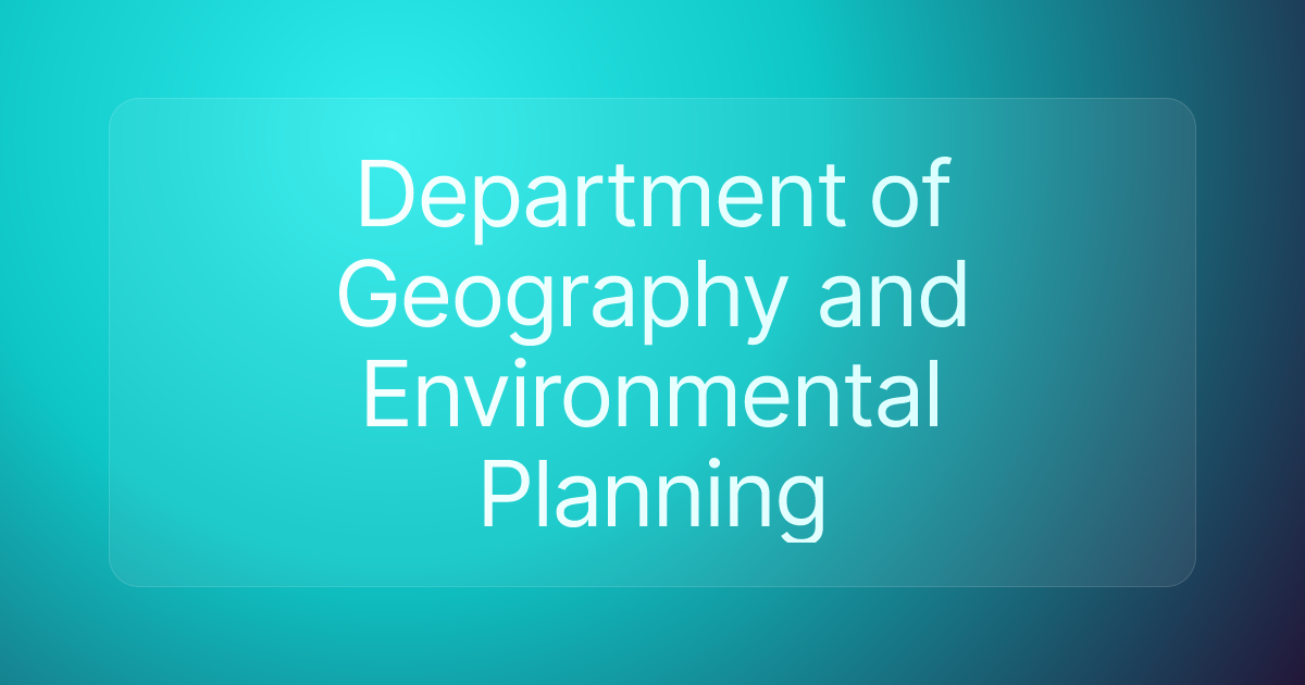 Department of Geography and Environmental Planning