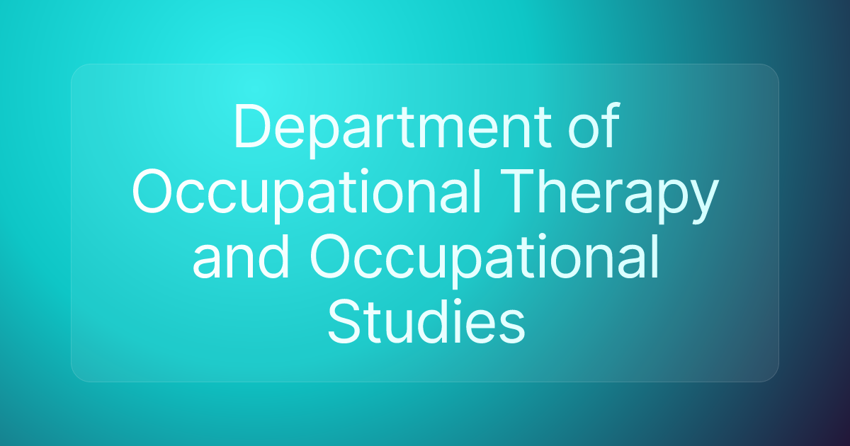 Department of Occupational Therapy and Occupational Studies