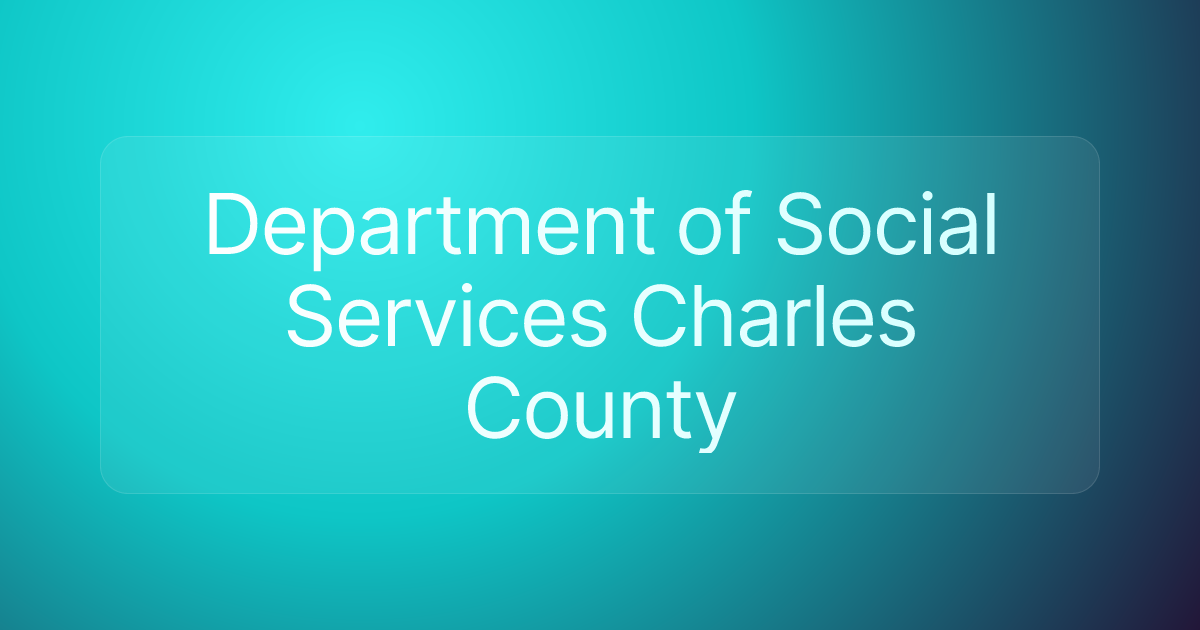 Department of Social Services Charles County