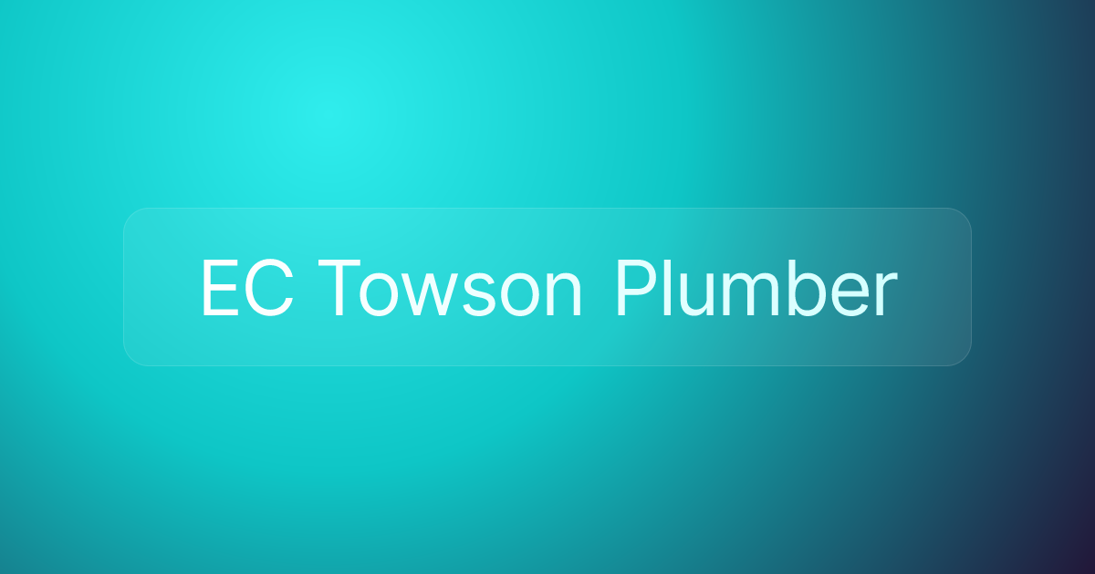EC Towson Plumber