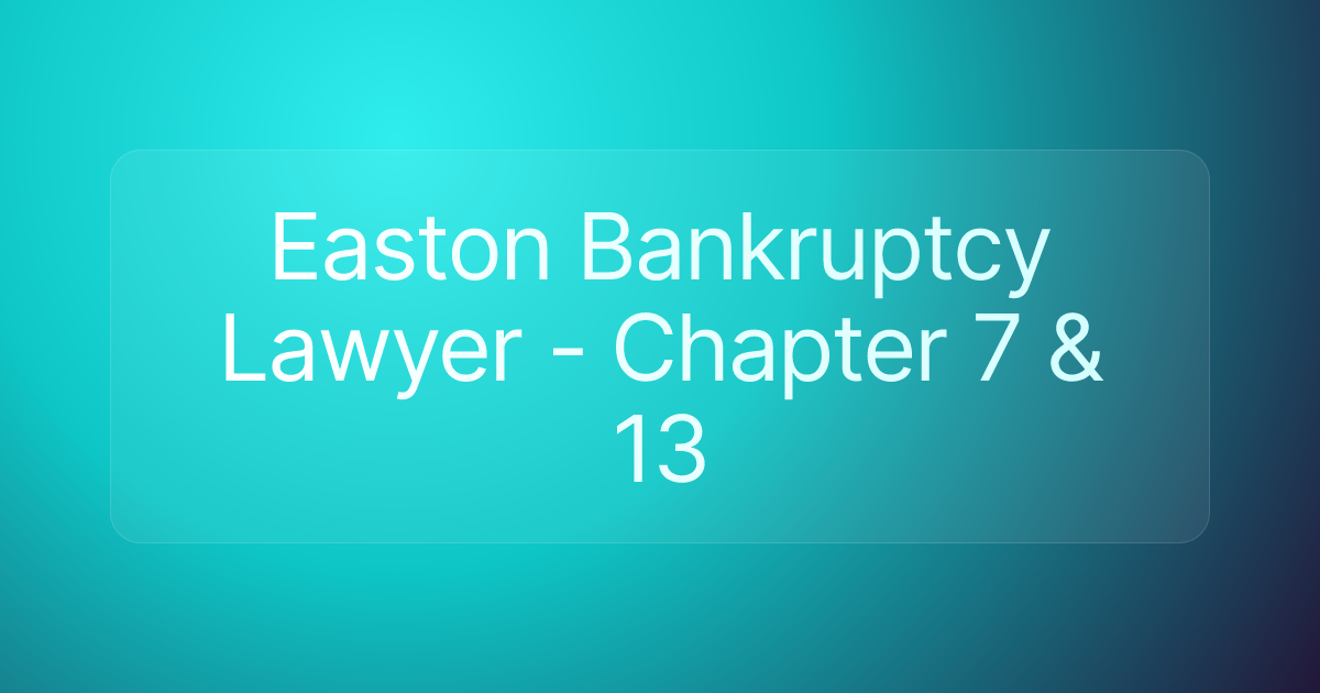 Easton Bankruptcy Lawyer - Chapter 7 & 13