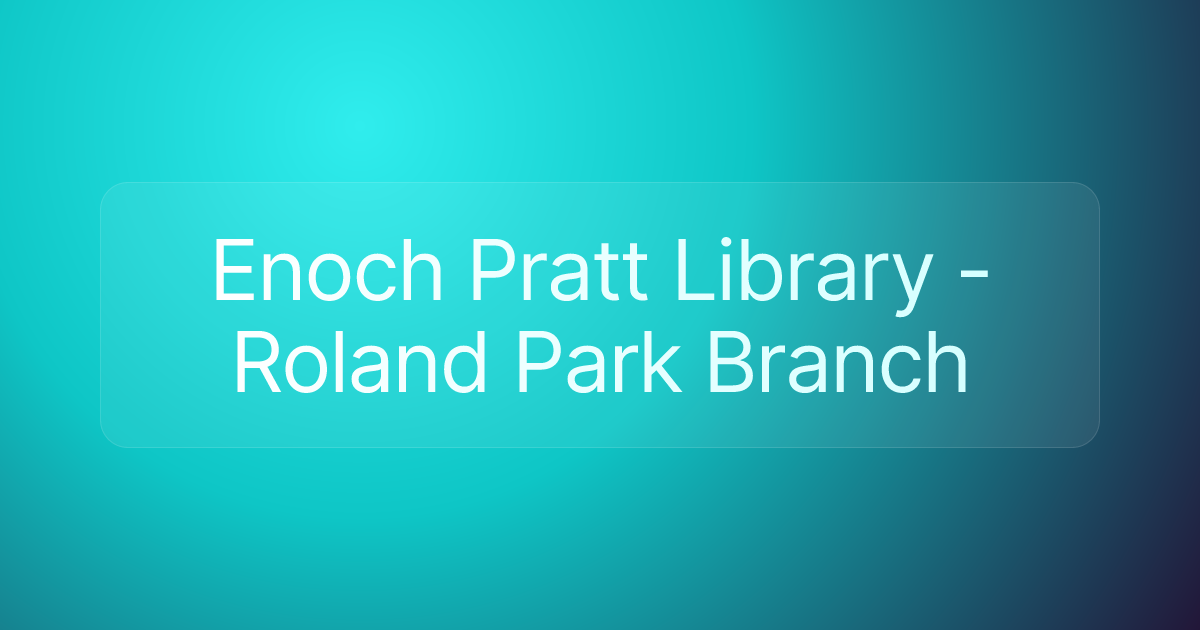 Enoch Pratt Library - Roland Park Branch