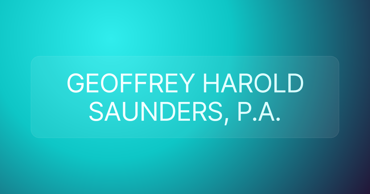 GEOFFREY HAROLD SAUNDERS, P.A.