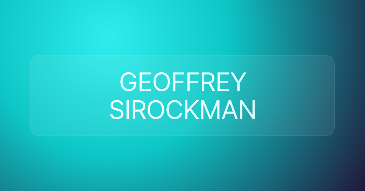 GEOFFREY SIROCKMAN