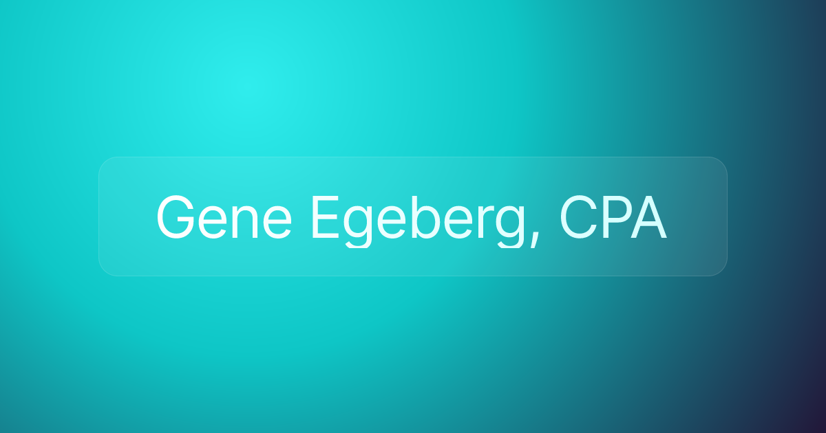 Gene Egeberg, CPA
