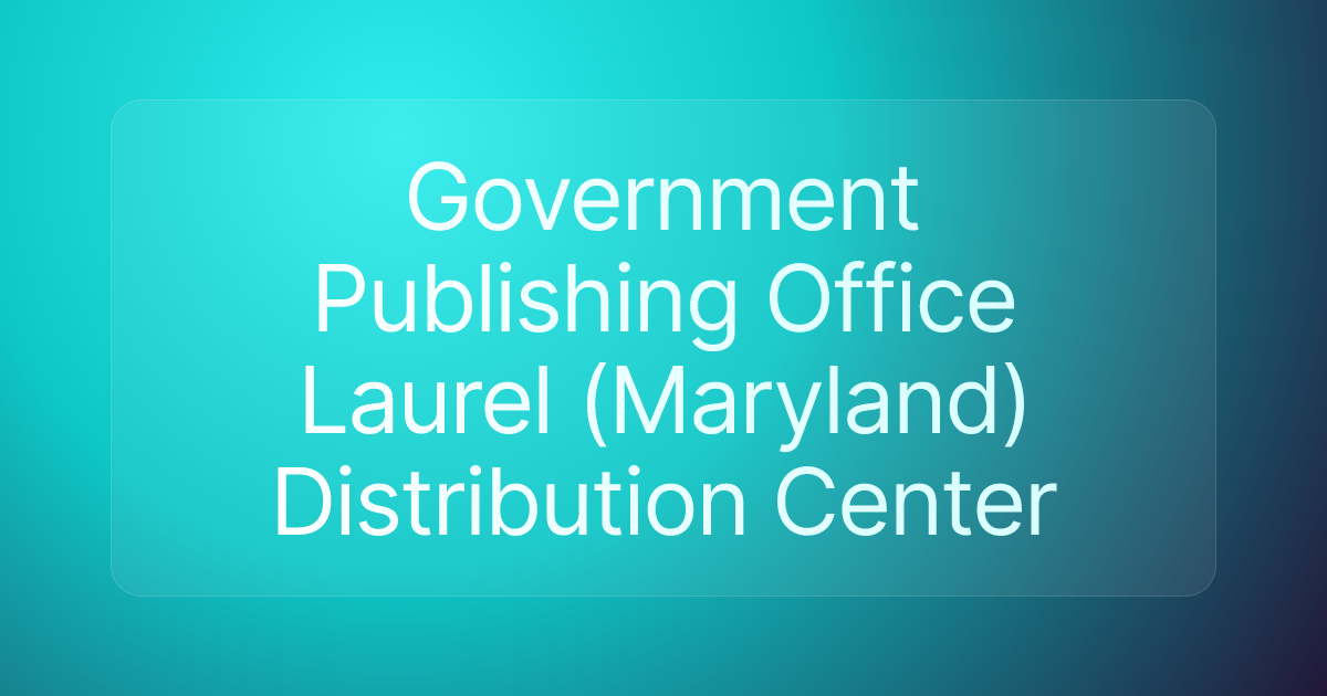 Government Publishing Office Laurel (Maryland) Distribution Center